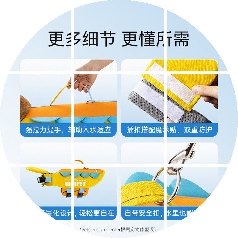 新款彩虹拼接狗狗救生衣夏天海边泳池户外安全牵引大中小型犬泳衣