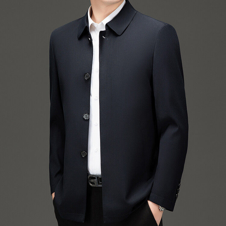 2025新款九牧王官方正品外穿翻领直筒型简约春秋薄款夹克羊毛男装