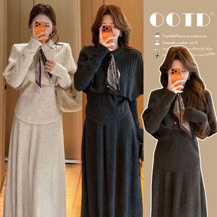 胖mm特大码绝美冬装孕妈妈秋冬时尚一整套套装韩版休闲短外套毛衣