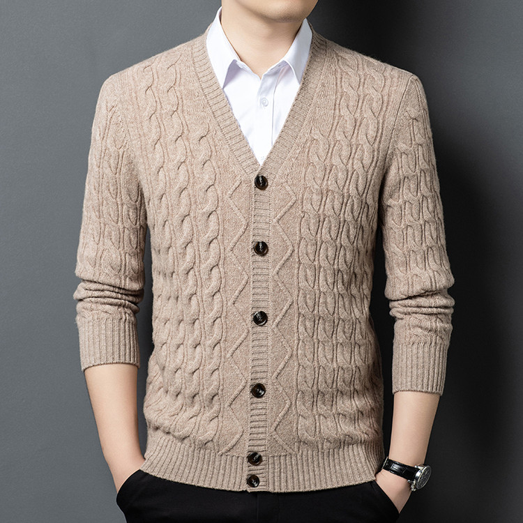 秋冬新款鹿王男装羊绒衫普通毛线V领直筒型羊毛羊毛针织官方正品