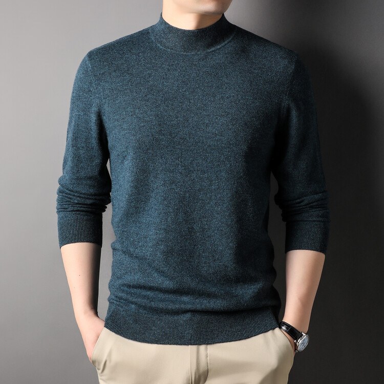 鹿王男装羊绒衫官方正品普通毛线圆领直筒套头基础大众针秋冬新款