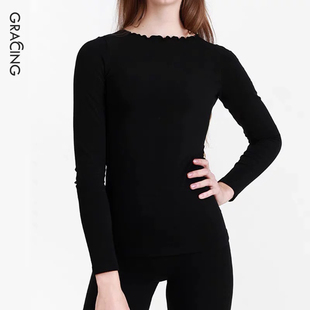 歌瑞森热巧3.0系列高领荷叶低领女保暖内衣百搭打底秋衣秋裤套装