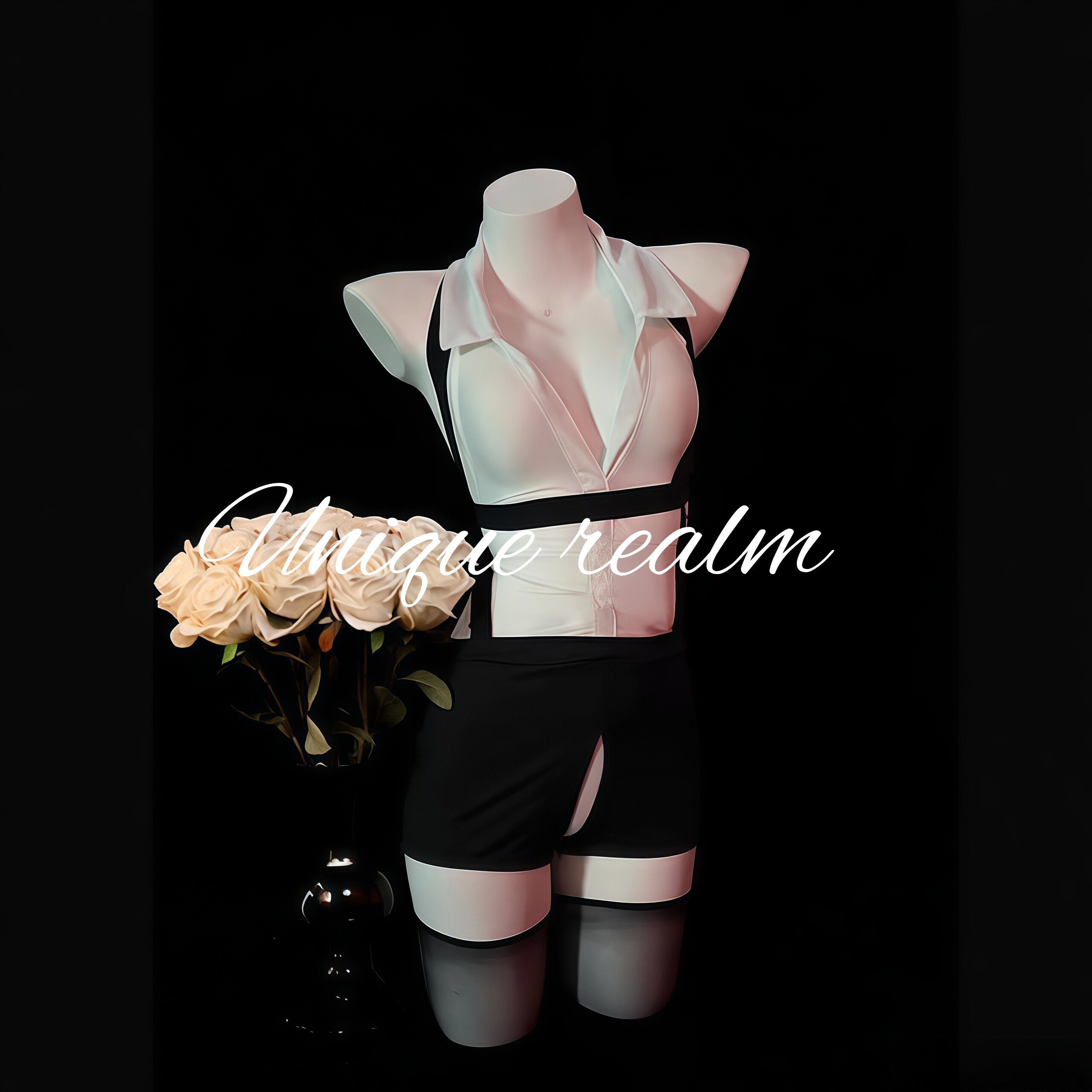 谧境「OL尤物」性感OL深V秘书制服纯欲连体衣约会诱惑包臀qqny