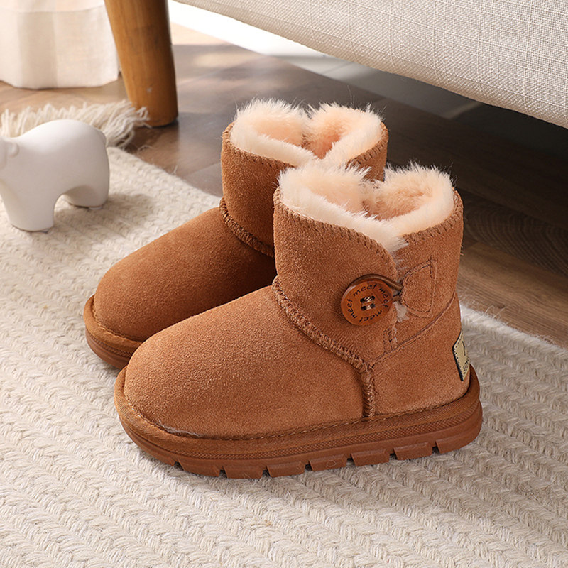 儿童雪地靴冬女童加绒棉鞋宝宝防滑真皮短靴男童皮毛一体小童棉靴,童鞋/婴儿鞋/亲子鞋,雪地靴,淘宝优惠券,粉丝福利购,淘宝优惠卷