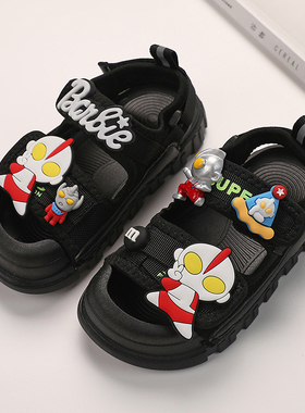 儿童凉鞋男童夏奥特曼卡通运动防滑童鞋中大童透气露趾软底沙滩鞋