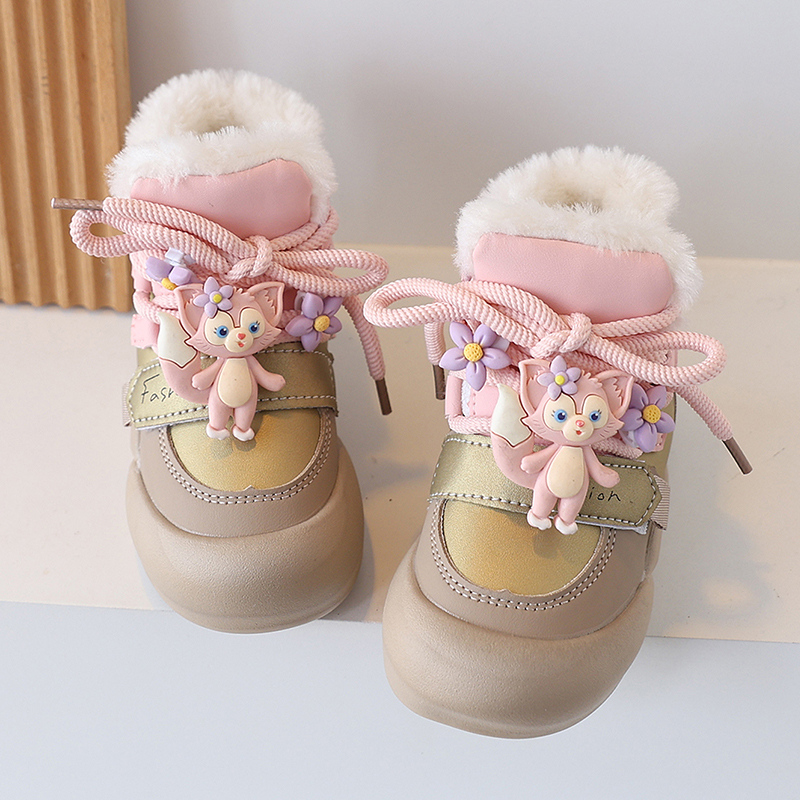 儿童雪地靴女童公主冬季新款玲娜贝儿防滑加绒棉鞋中大童防水棉靴