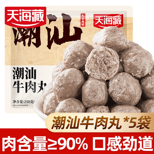 【5袋】天海藏潮汕牛肉丸250g/袋烧烤火锅丸子正宗食材爆汁劲道