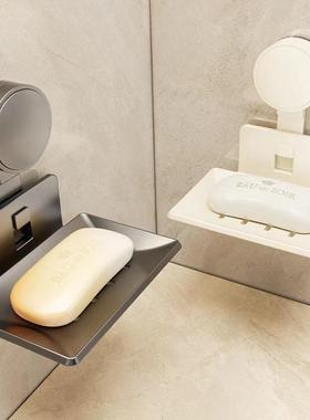 枪灰色吸盘肥皂盒创意沥水太空铝免打孔香皂碟浴室肥皂收纳置物架