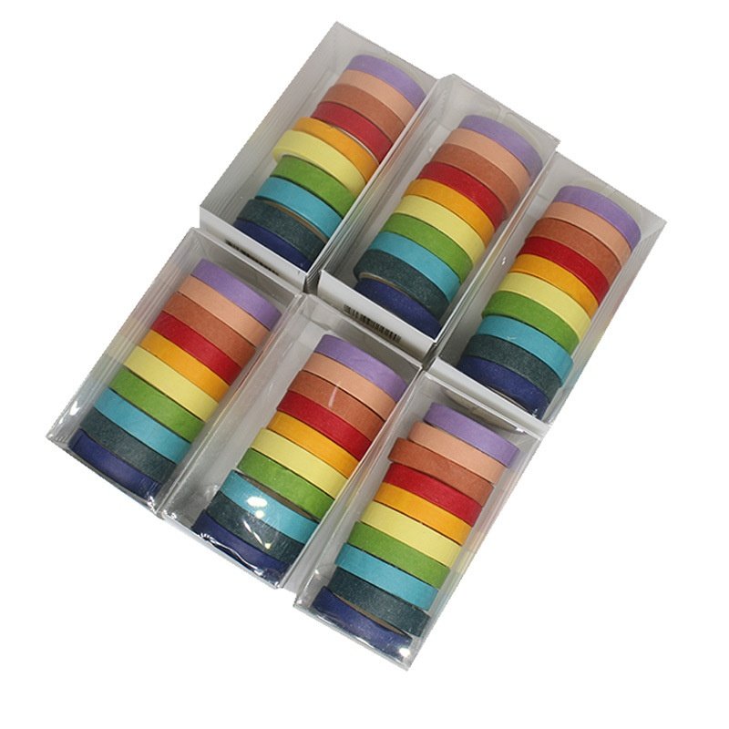 彩虹和纸胶带diy套盒 糖果色纯色可爱易撕和纸 手账 多色贴纸彩色