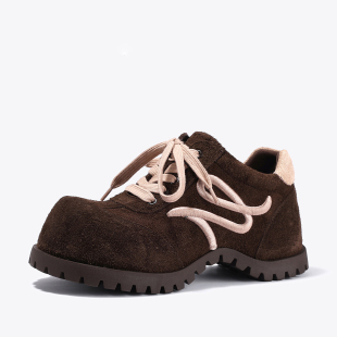 牛皮版~复古厚底德训鞋女2025秋季新款潮流小个子6cm增高休闲鞋子