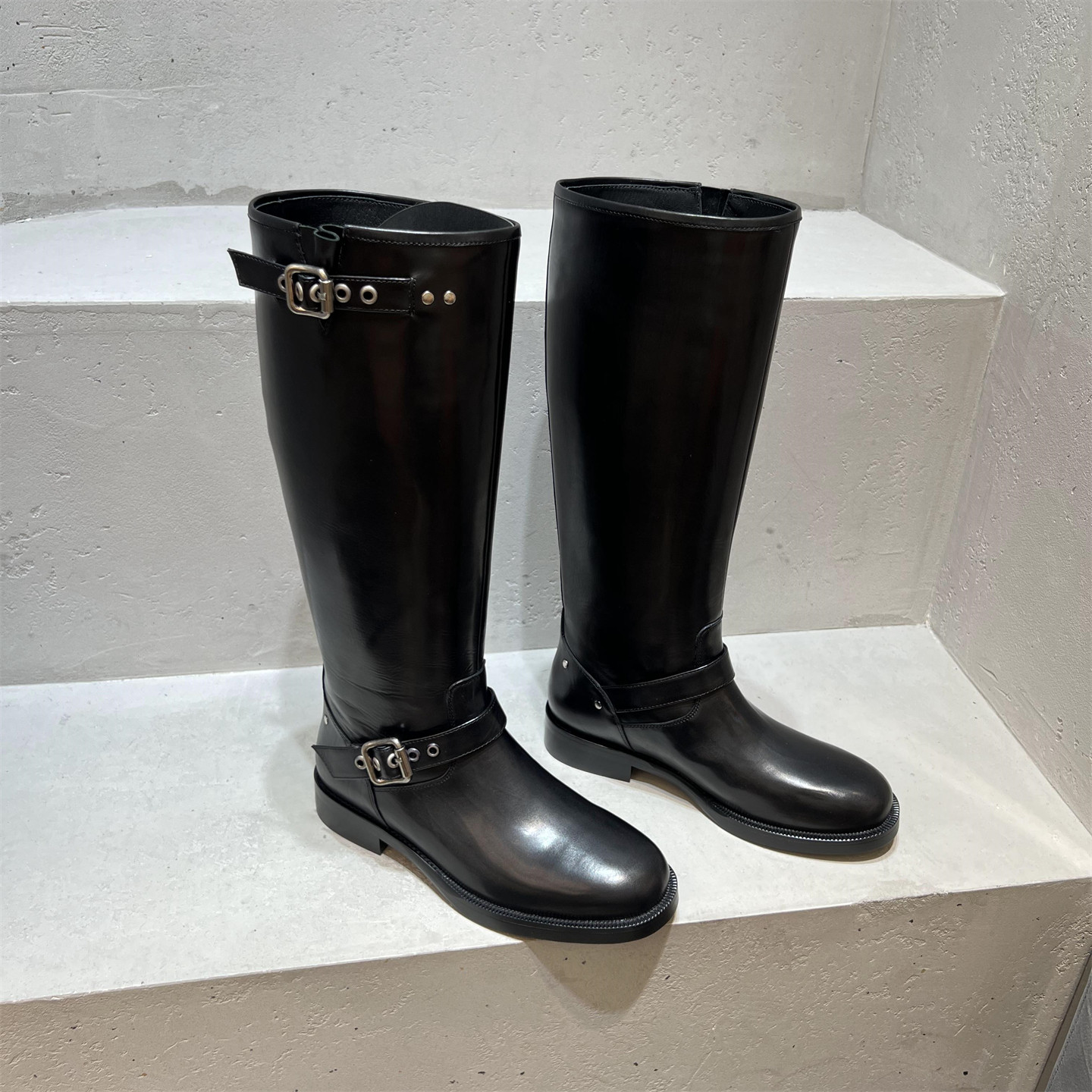 可可家~欧洲站女靴2025秋冬季新款扣带机车全皮高筒长靴骑士靴子,女鞋,骑士靴,淘宝优惠券,粉丝福利购,淘宝优惠卷