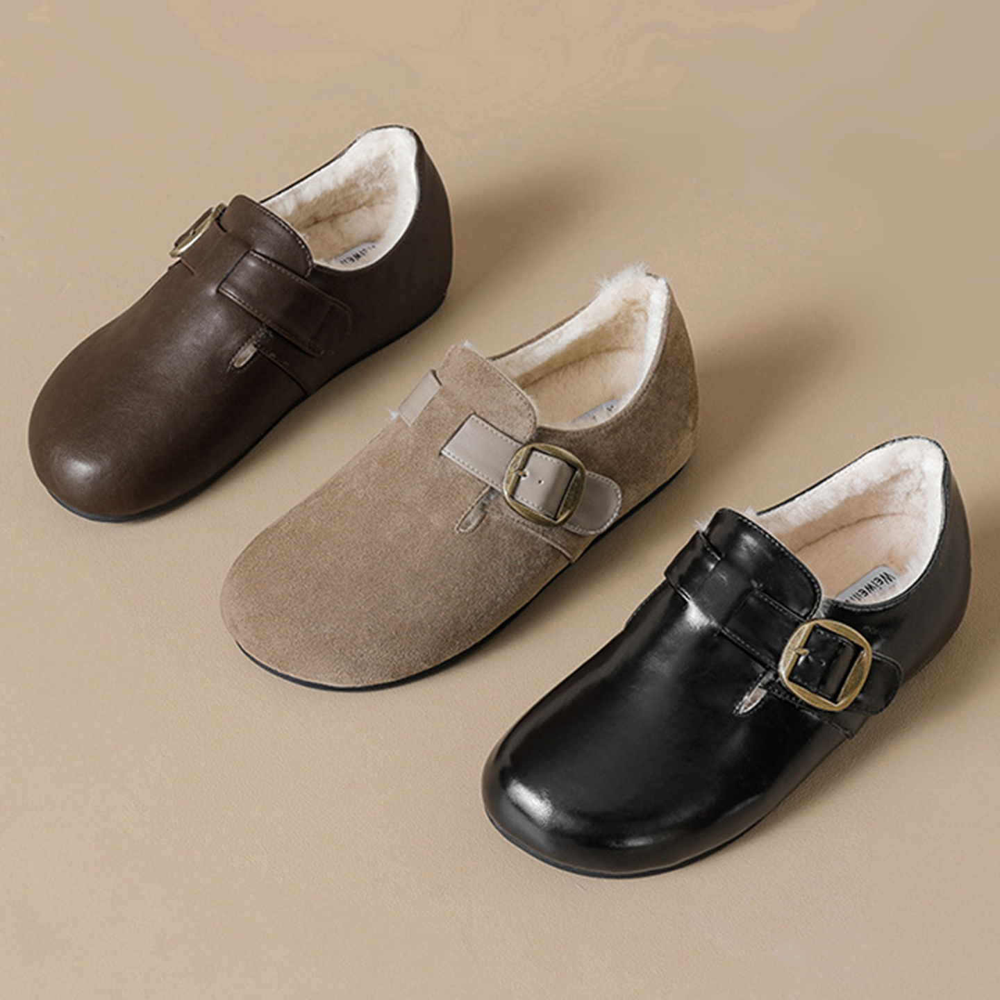 加绒勃肯鞋冬季新款厚底内增高