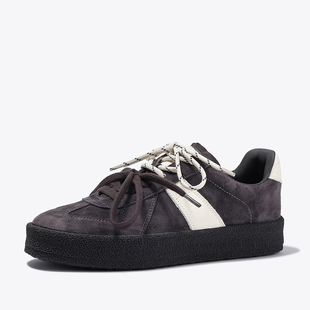 可可家~复古厚底德训鞋女2025秋季新款牛皮休闲鞋美式运动板鞋子