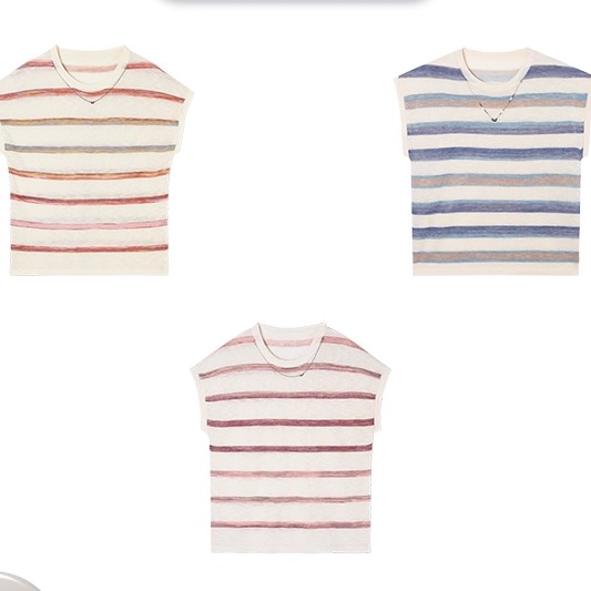 【纤奇菲】新款彩色条纹链条无袖针织背心81104-SZ12