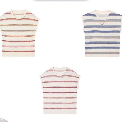 【纤奇菲】新款彩色条纹链条无袖针织背心81104-SZ12