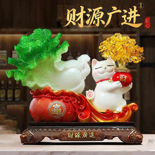 招财猫白菜摆件发财树