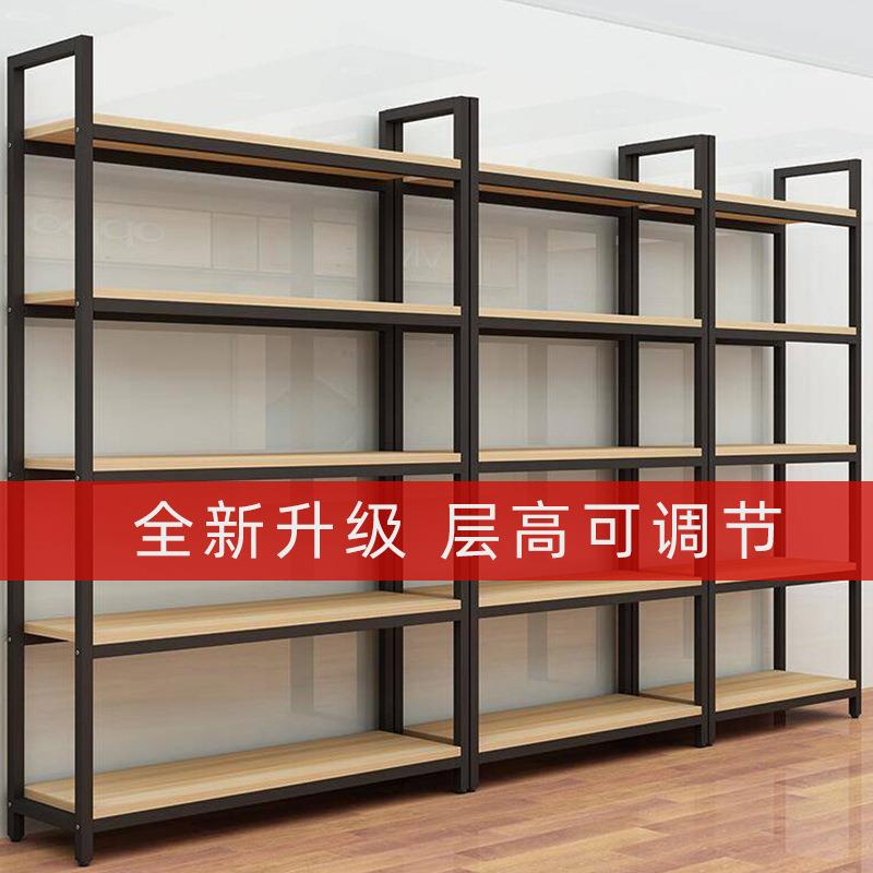 置物架多层五孔可调节家用商超货架陈列架落地货柜钢木样品展示架