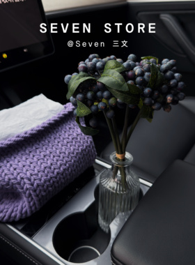 紫色系车载花束摆件浆果蓝莓果仿真花束高级感小众设计车内装饰品
