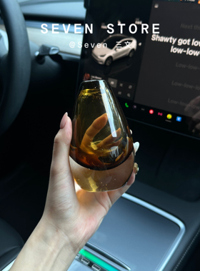 车载花瓶高级感中控台女生车内饰品摆件玻璃瓶车载玻璃花瓶仿真花