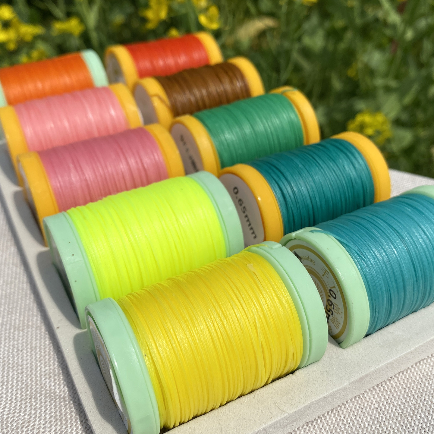 扁蜡0.65MM南美扁蜡9股斜卷结DIY手绳线编织红绳手工皮具线材蜡线