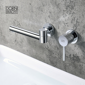 冷热墙出水龙头新款 德国全铜哑黑色暗装 面盆龙头360度旋转入墙式