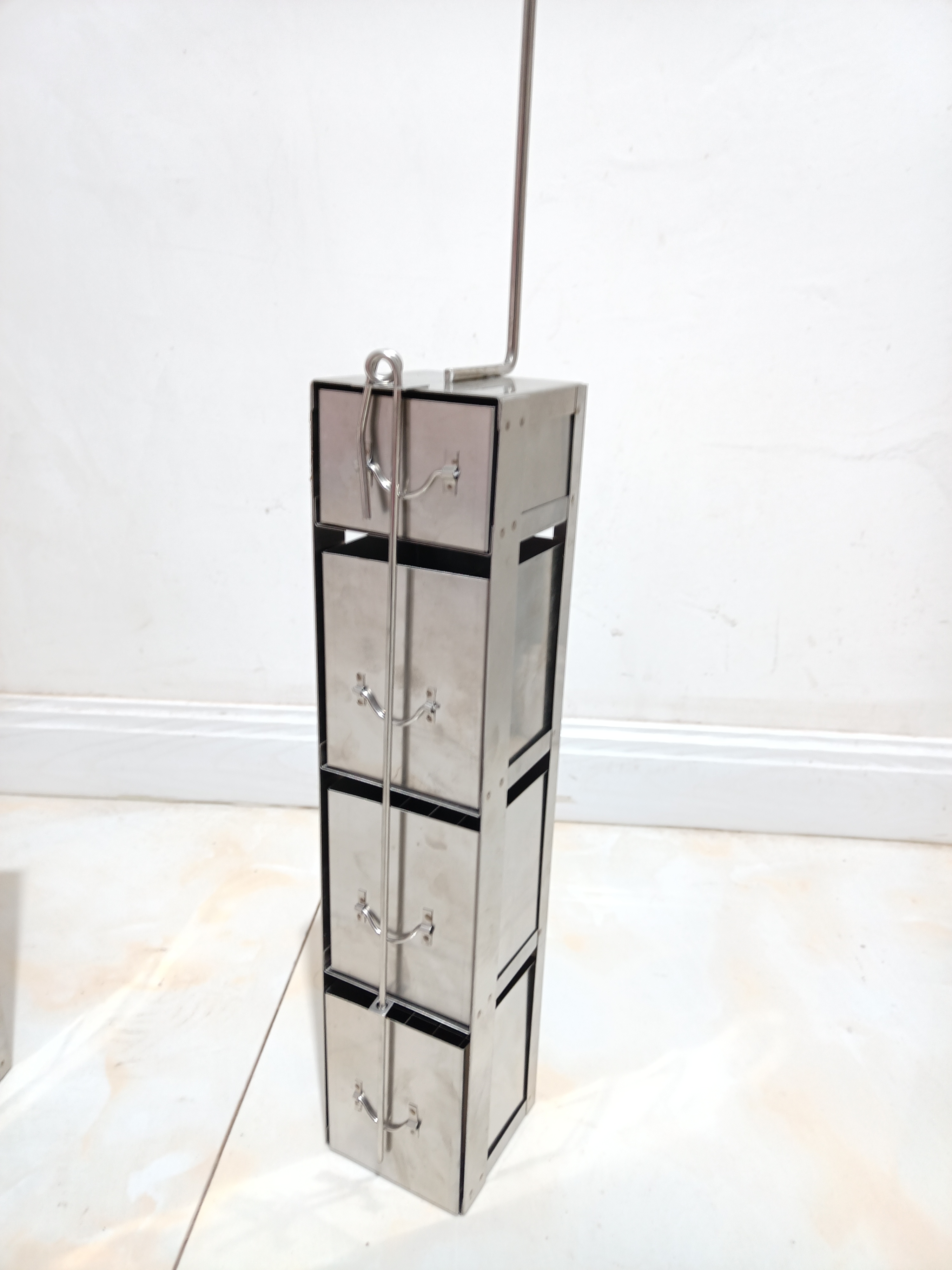 液氮罐提篮冻存架不锈钢吊架抽屉方形提桶4 5 6 层25格通用型定