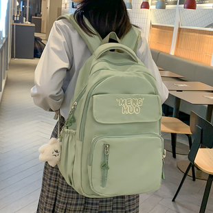 高颜值绿色女生双肩包 书包女初中高中生女生小学生六年级2025新款