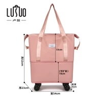 Розовый двойной слой - со шкивами [бесшумные универсальные колеса - съемные колеса, можно расширить на 19 см] [страхование доставки]