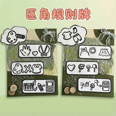 莫兰迪卡通区域区角规则牌