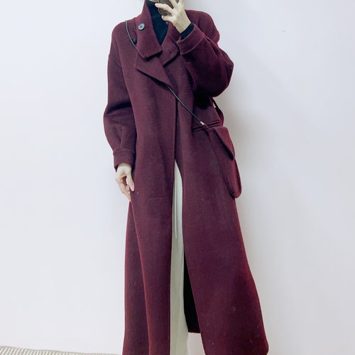 2025年秋冬品牌专柜新品时尚设计感立领中长款羊毛双面外套901