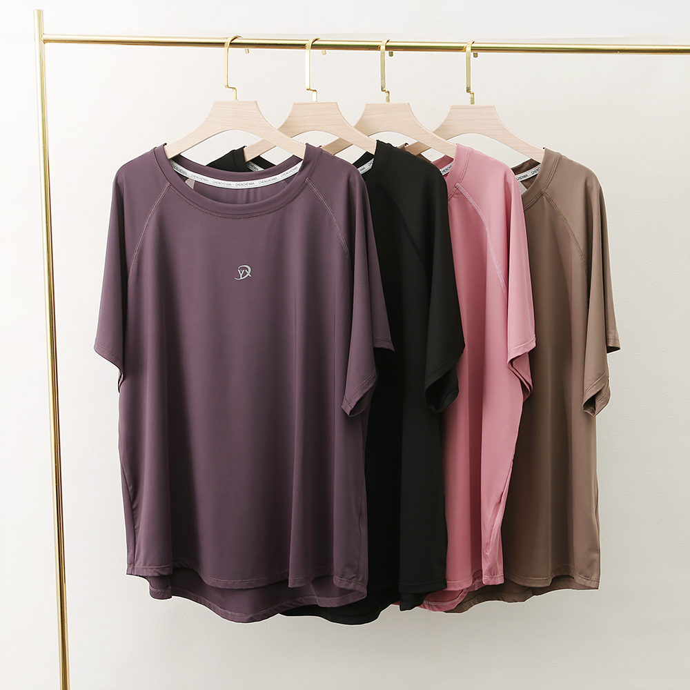 加肥加大码运动短袖t恤女上衣健身瑜伽服胖mm宽松跑步房训练显瘦