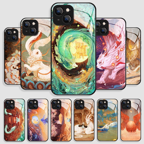 原创山海经钢化玻璃手机壳