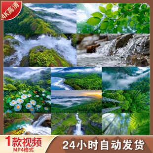 高清原始森林自然风光树木绿色河流山脉水流航拍云雾山峦视频素材