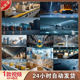 高清智慧物流自动化仓储快递分拣运输空运海运集装箱货轮视频素材