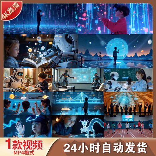 高清人工智能未来科技教育青少年编程机器人创新学习科技视频素材