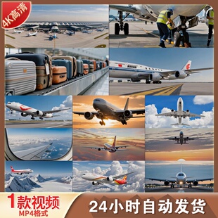 高清飞机起飞降落机场跑道民航飞行航班出行航空旅行客运视频素材