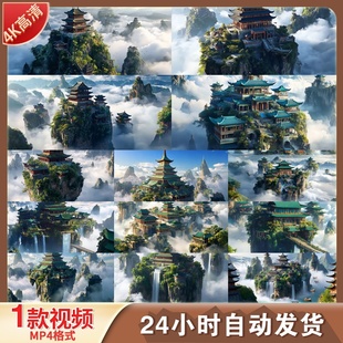 高清宗门修仙蜀山派仙侠仙境天宫神界古建筑国风神话场景视频素材