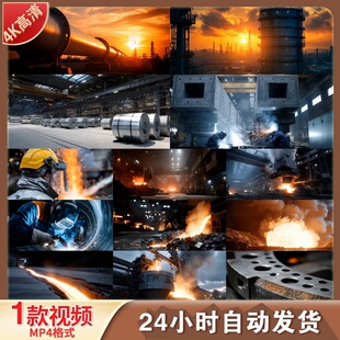 高清炼钢钢材冶炼工艺钢铁厂高炉熔炉钢水轧钢机切割电焊视频素材
