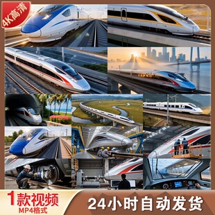 高清高铁和谐号复兴号列车运输速度轨道桥梁城市检修视频素材