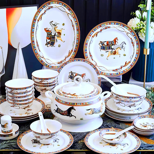 碗碟套装家用景德镇骨瓷餐具套装盘子陶瓷碗碗筷具2026新款釉下彩