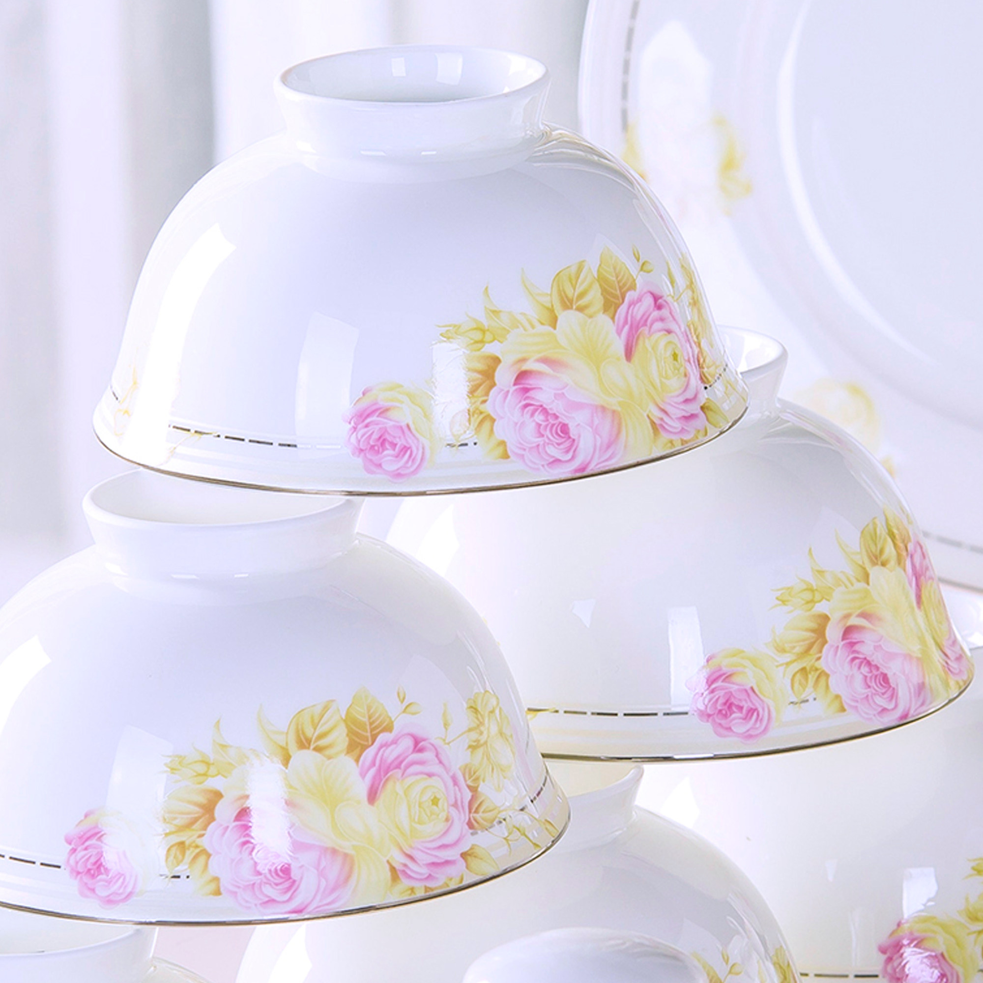 自由组合景德镇骨瓷餐具碗碟套装家用轻奢盘筷子中欧式高档陶瓷器,餐饮具,碗,淘宝优惠券,粉丝福利购,淘宝优惠卷