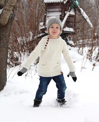 北极熊连帽衫 男女童毛衣文字编织说明翻译编织图解非成品
