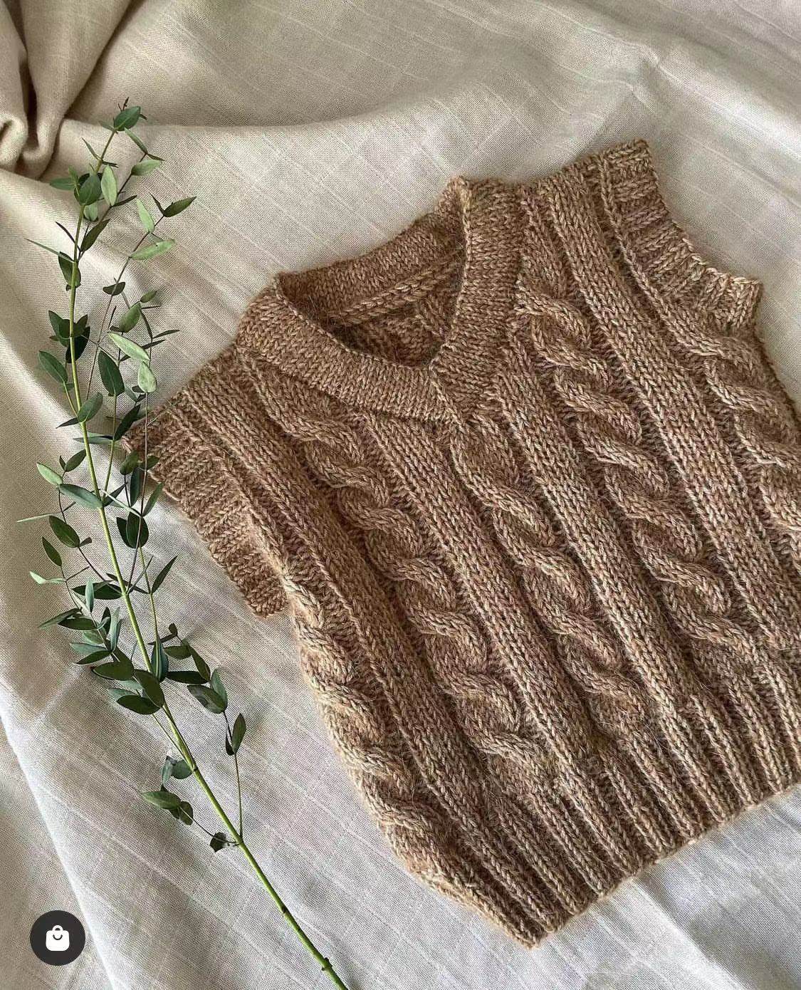 复古麻花背心 儿童马甲棒针文字编织说明图解 非成品