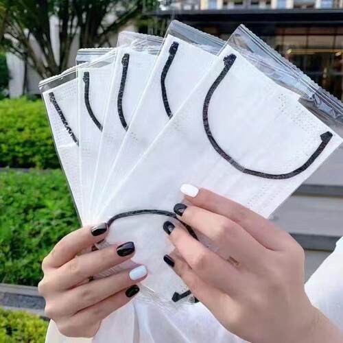 白色黑耳带一次性ing男女学生口三层夏季防晒防尘搞颜值成人透气