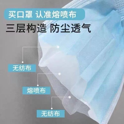 国家标准口罩一次性成人男女防尘防雾霾防晒透气三层防护民用