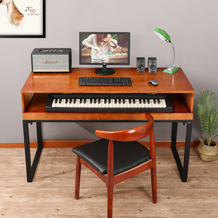 实木编曲工作台电子钢琴架录音棚音乐调音台midi键盘古琴桌凳家用