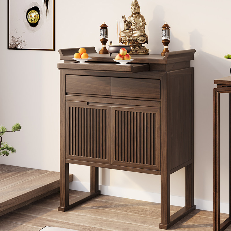 新中式黑胡桃木供桌香案家用实木佛桌贡台现代简约佛台菩萨供奉台