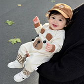 小熊韩版 婴幼儿棉质柔软连身衣 新款 男女宝宝哈衣爬服 2岁春季