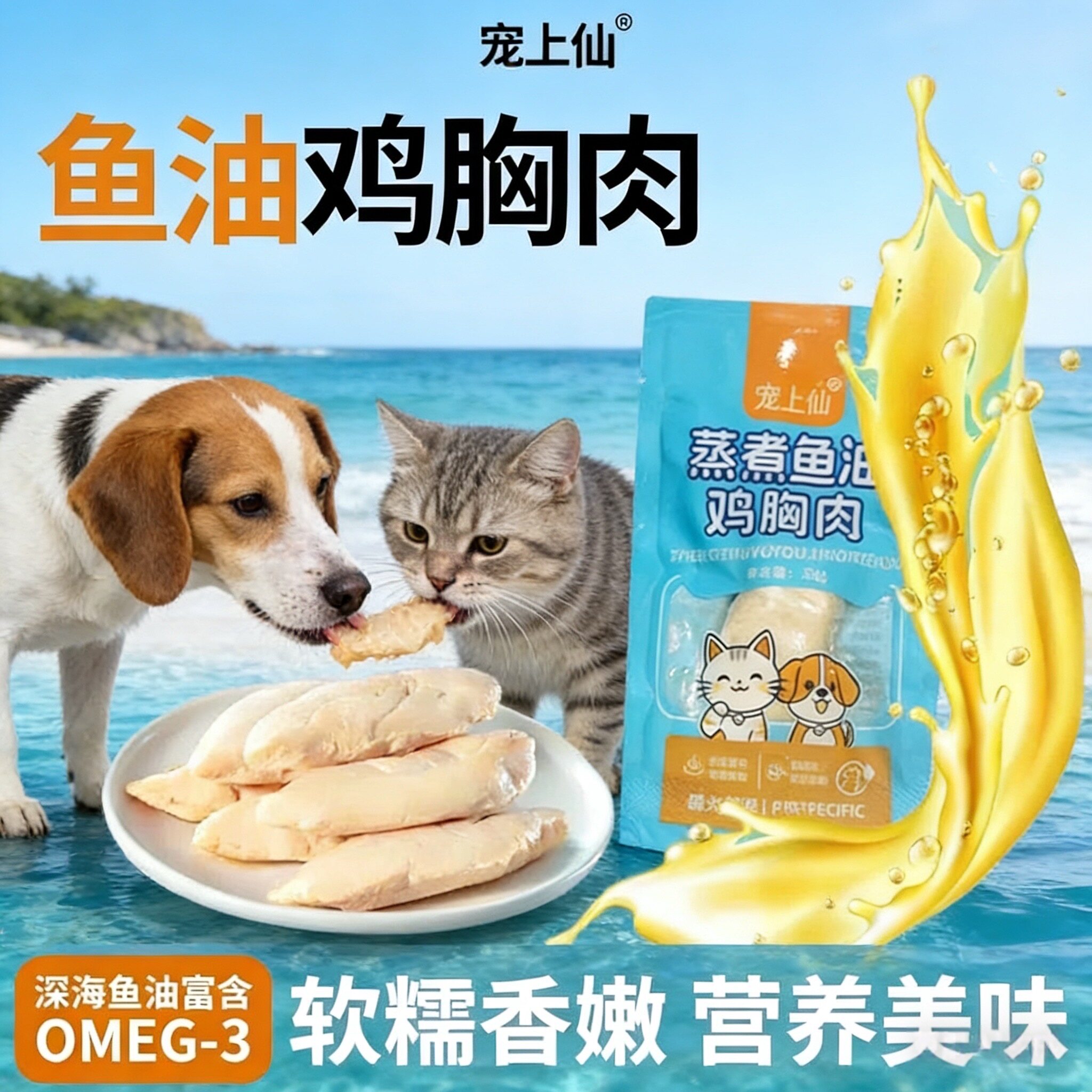 蒸煮自制水煮小鸡胸 狗狗零食湿粮训犬奖励猫咪泰迪通用35g鸡胸肉