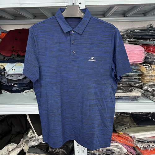 H家撤柜微弹翻领POLO衫短袖品牌蓝色运动标透气冰爽 净版 2120